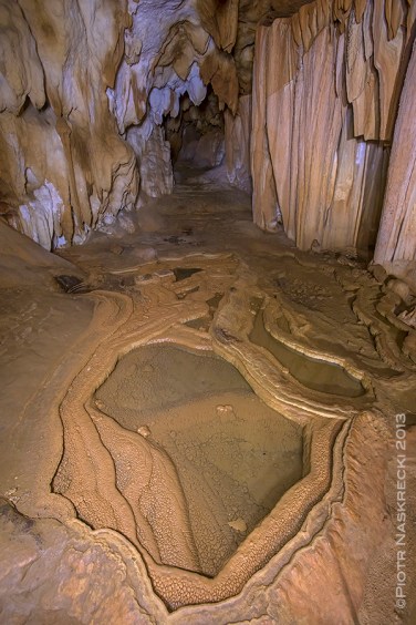 Africa in Mesoamerica – a beautiful, little pool on the floor of the upper chamber of the Footprint Cave; it even has an adjoining pool that looks like the Arabian Peninsula.