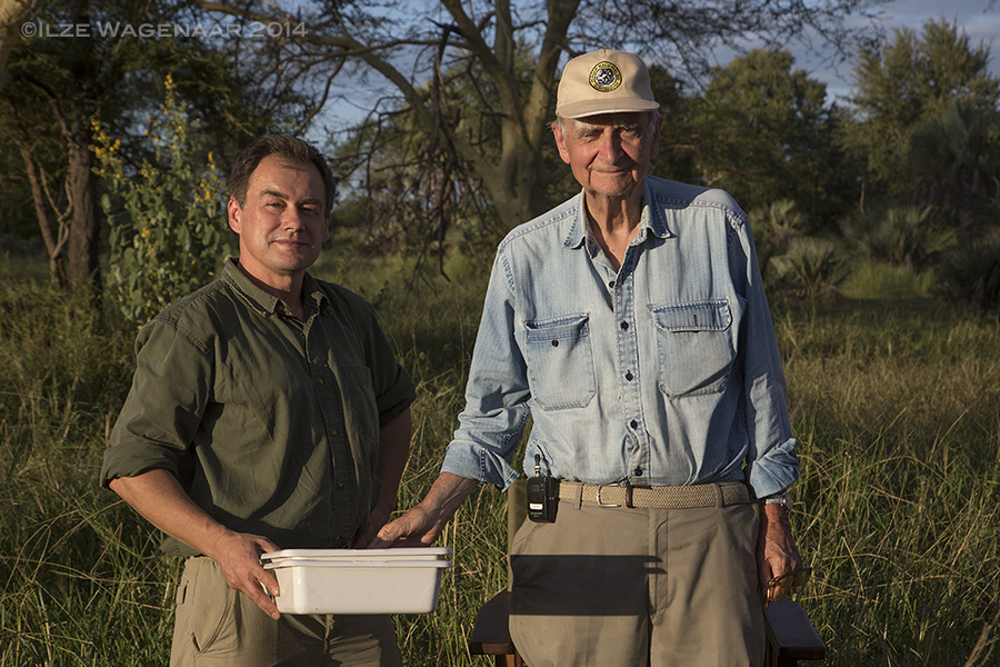 Piotr Naskrecki and Edward O. Wilson in Gorongosa National Park, Mozambique.